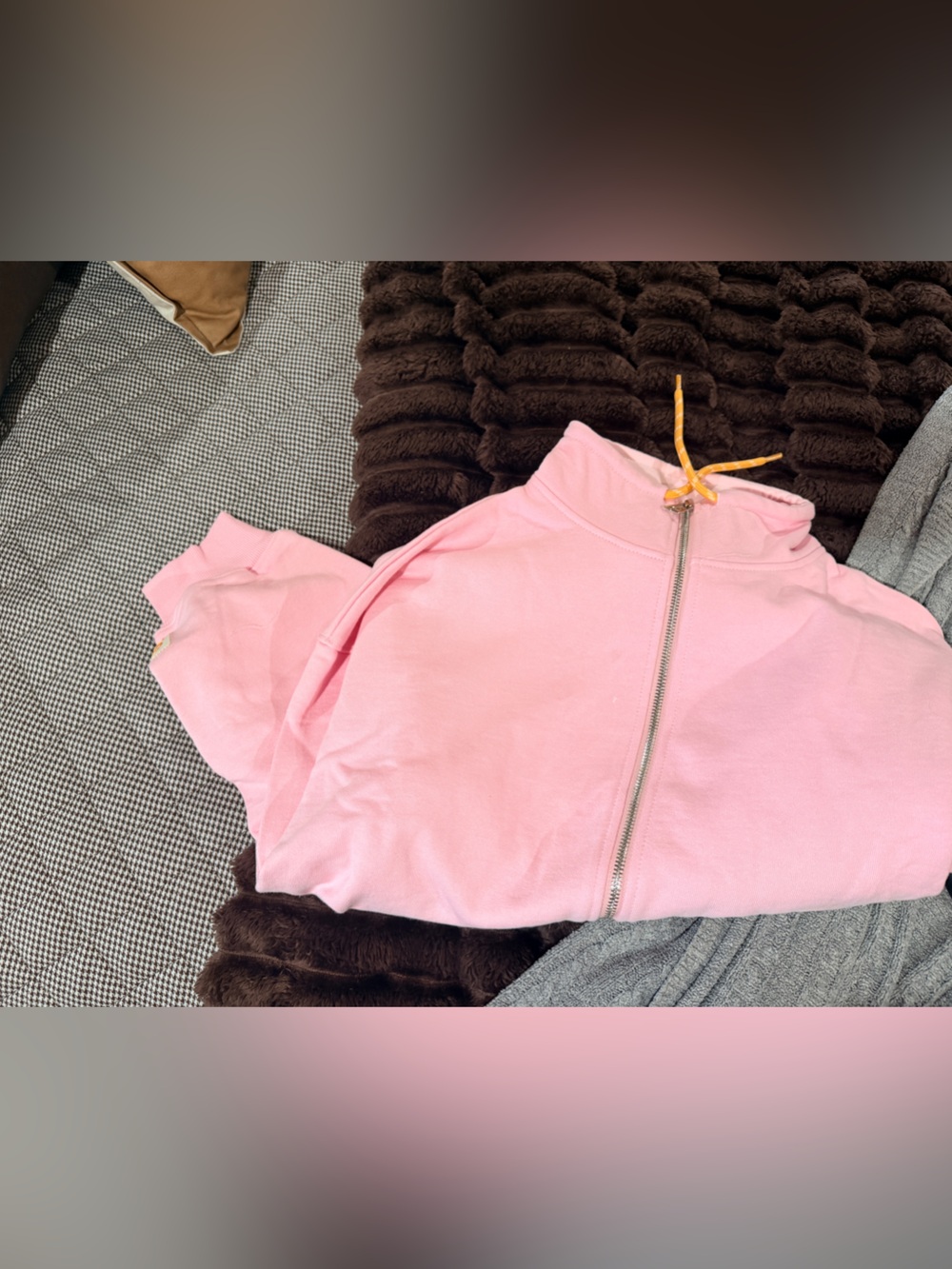 Pink Zip-Up Funnel Neck